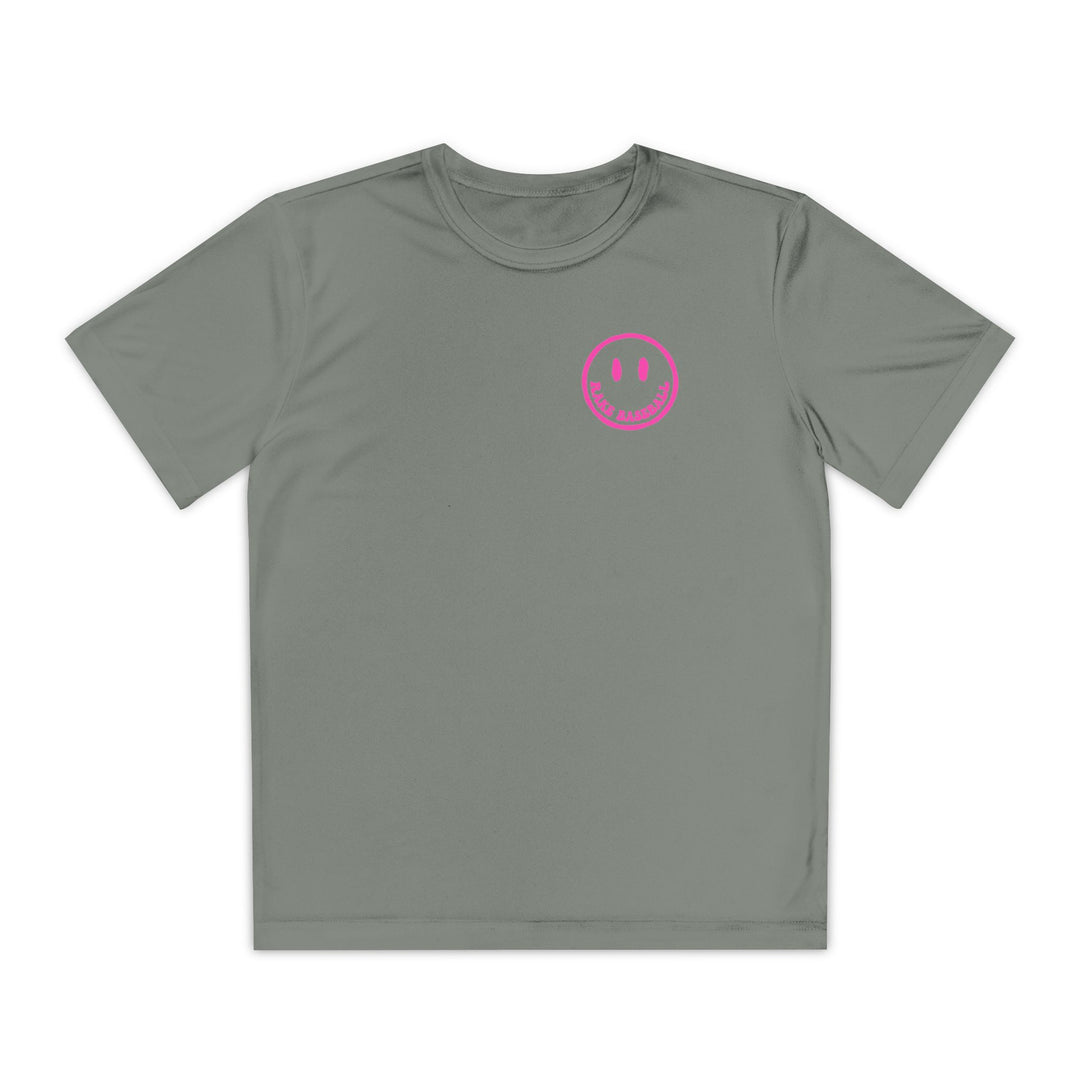 Kids Rake Smile Dry Fit Tee - Rake Baseball Company - RAKE BASEBALL | BASEBALL T-SHIRT | BASEBALL CLOTHING | GOOD VIBES ONLY