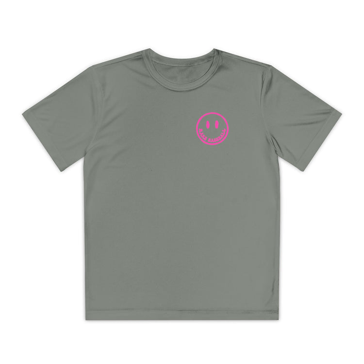 Kids Rake Smile Dry Fit Tee - Rake Baseball Company - RAKE BASEBALL | BASEBALL T-SHIRT | BASEBALL CLOTHING | GOOD VIBES ONLY