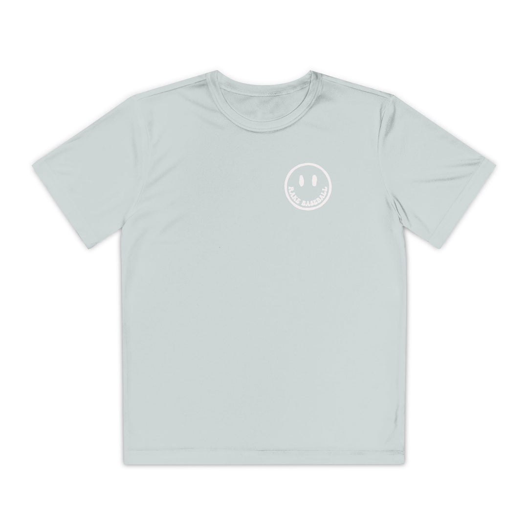 Kids Rake Smile Dry Fit Tee - Rake Baseball Company - RAKE BASEBALL | BASEBALL T-SHIRT | BASEBALL CLOTHING | GOOD VIBES ONLY