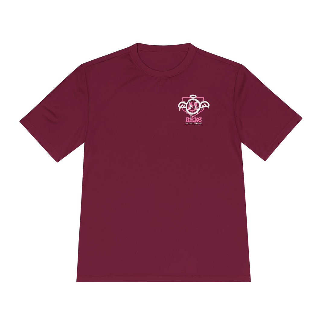 She Angel Drip Softball Dry Fit Tee - Rake Baseball Company - RAKE BASEBALL | BASEBALL T-SHIRT | BASEBALL CLOTHING | GOOD VIBES ONLY