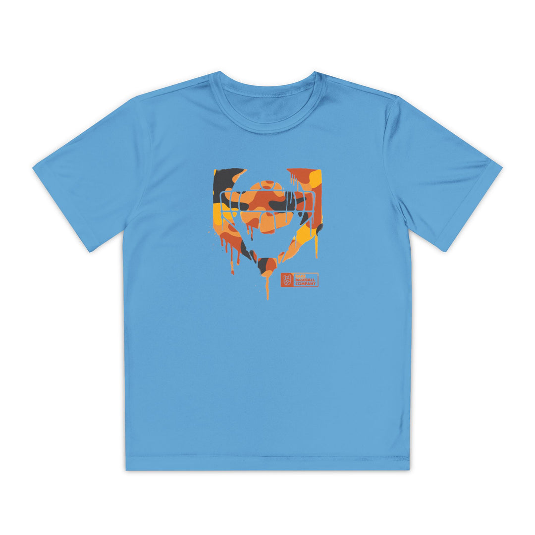 Kids Catcher's Drip Orange Camo Dry Fit Tee - Rake Baseball Company - RAKE BASEBALL | BASEBALL T-SHIRT | BASEBALL CLOTHING | GOOD VIBES ONLY