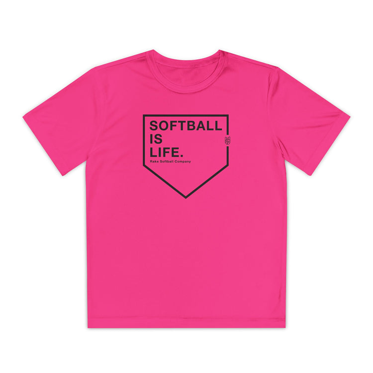 Kids Softball Is Life Dry Fit Tee - Rake Baseball Company - RAKE BASEBALL | BASEBALL T-SHIRT | BASEBALL CLOTHING | GOOD VIBES ONLY