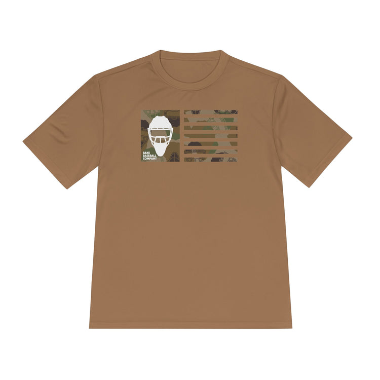 Camo Hockey Mask Flag Dry Fit Tee - Rake Baseball Company - RAKE BASEBALL | BASEBALL T-SHIRT | BASEBALL CLOTHING | GOOD VIBES ONLY