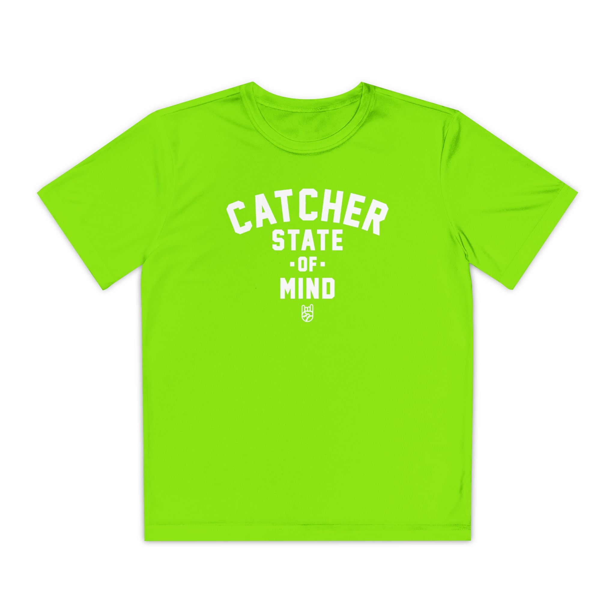 Kids Catcher State Of Mind Dry Fit Tee - Rake Baseball Company - RAKE BASEBALL | BASEBALL T-SHIRT | BASEBALL CLOTHING | GOOD VIBES ONLY