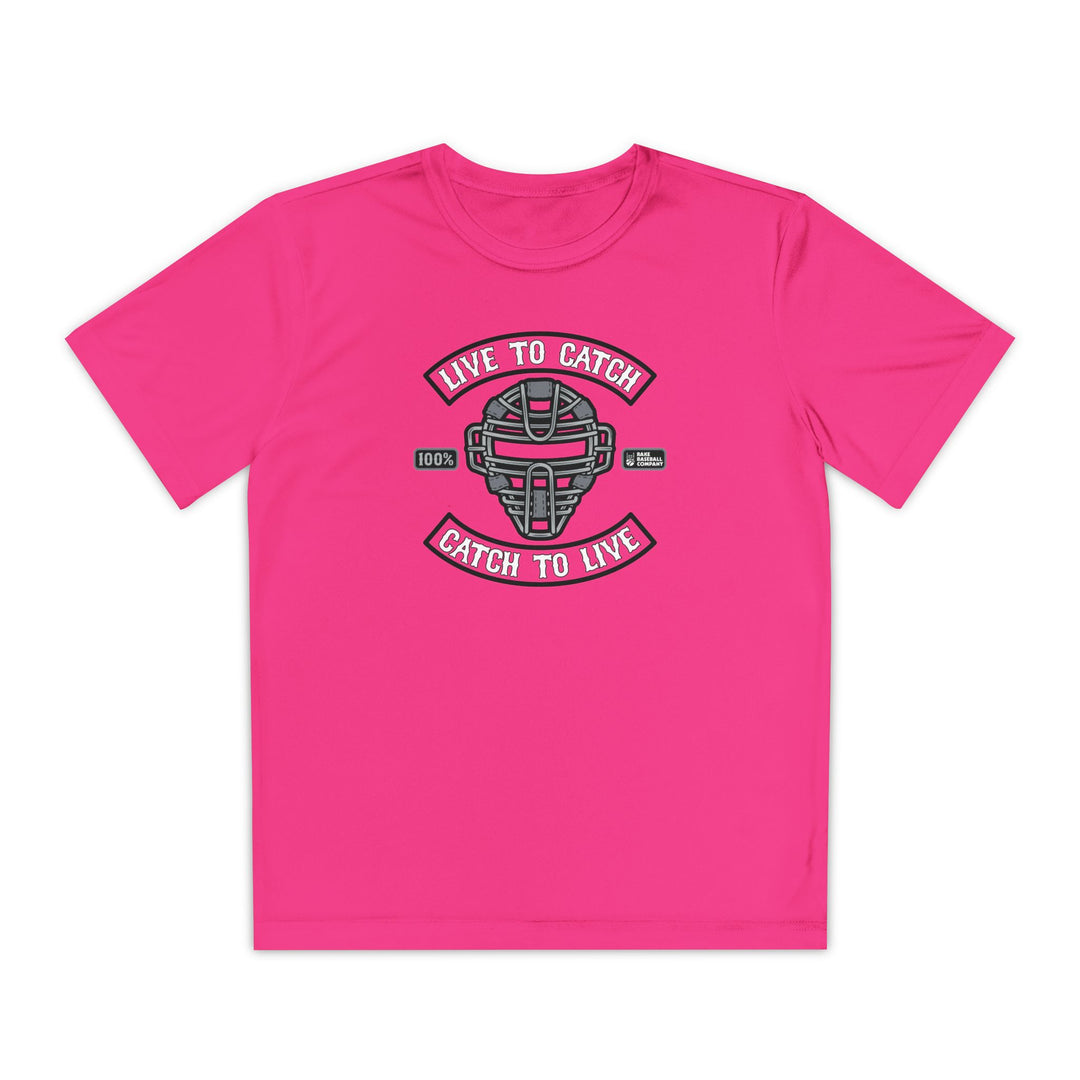 Kids Live To Catch Dry Fit Tee - Rake Baseball Company - RAKE BASEBALL | BASEBALL T-SHIRT | BASEBALL CLOTHING | GOOD VIBES ONLY