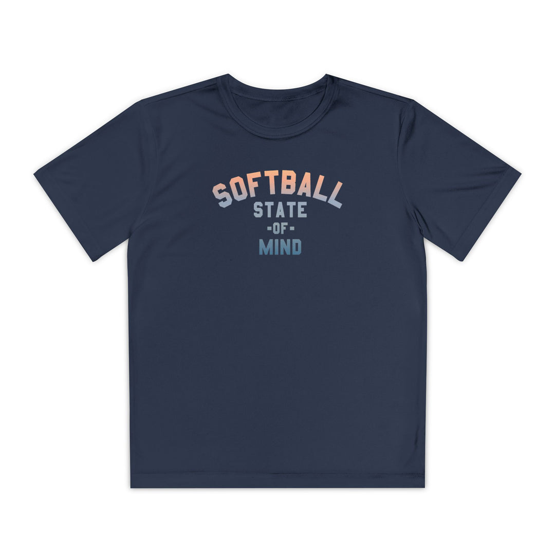 Kids Softball State Of Mind Dry Fit Tee - Rake Baseball Company - RAKE BASEBALL | BASEBALL T-SHIRT | BASEBALL CLOTHING | GOOD VIBES ONLY