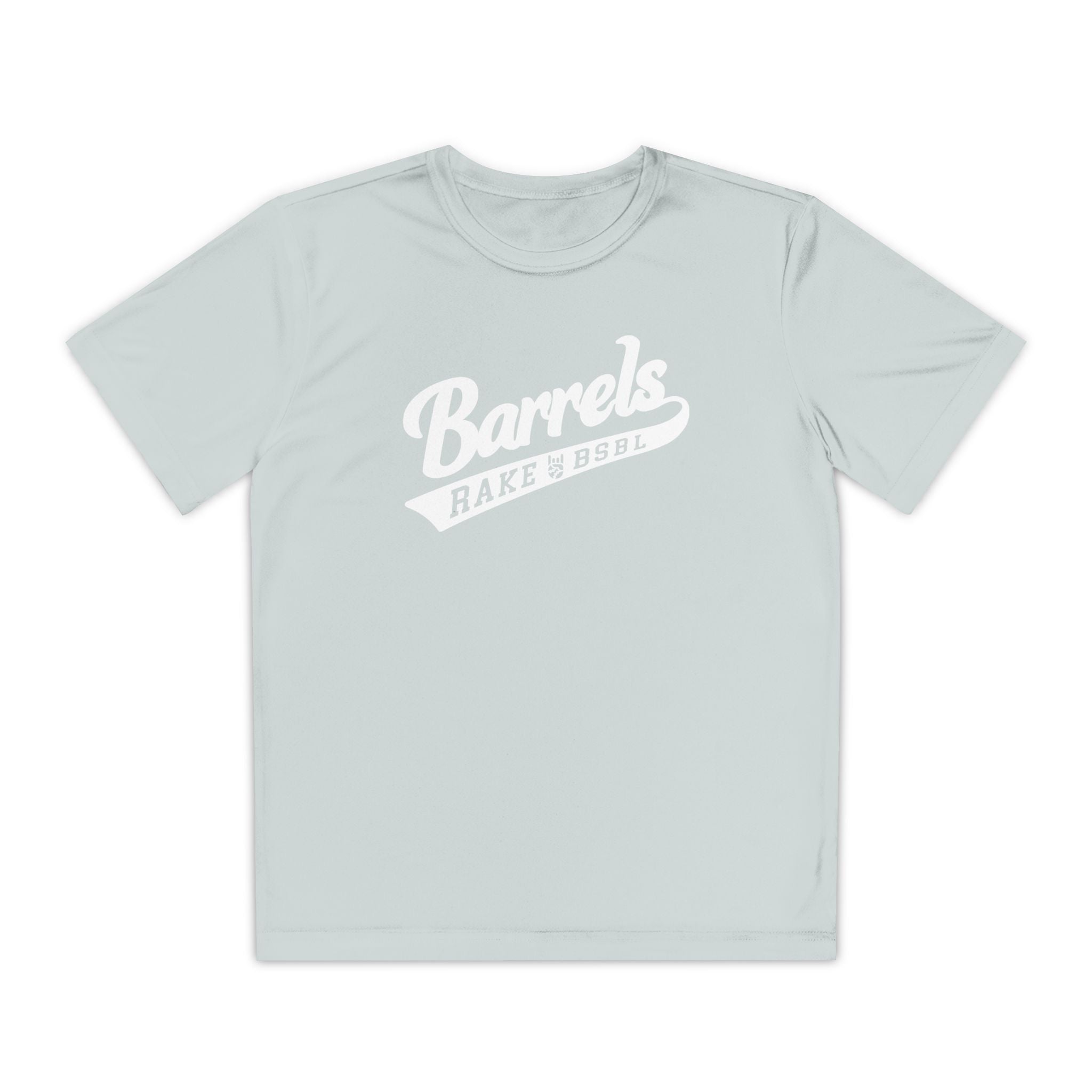 Kids Barrels Dry Fit Tee - Rake Baseball Company - RAKE BASEBALL | BASEBALL T-SHIRT | BASEBALL CLOTHING | GOOD VIBES ONLY