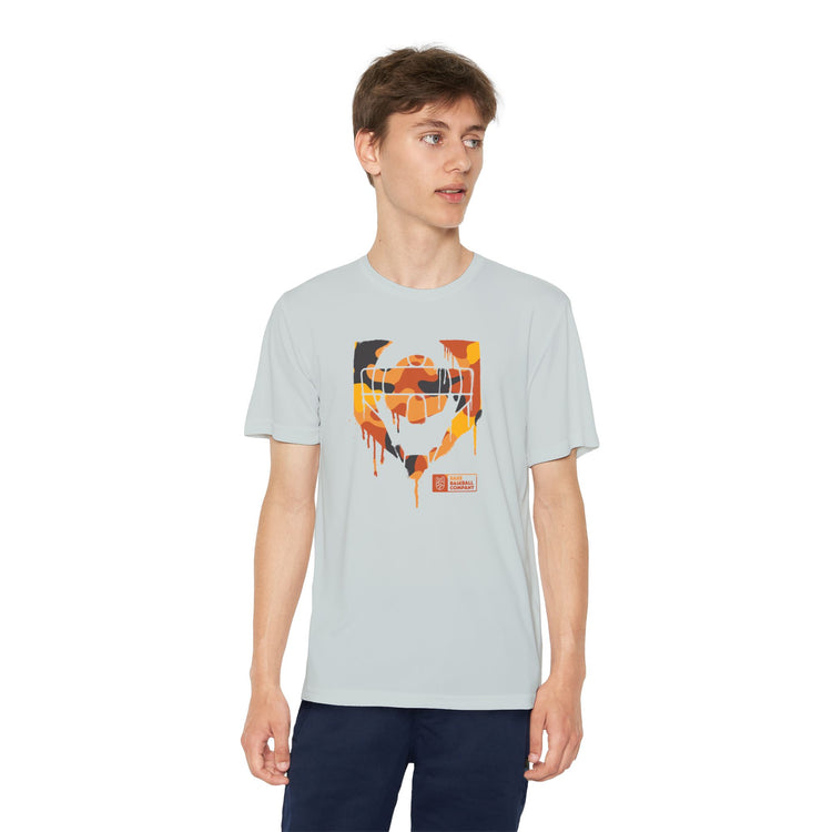 Kids Catcher's Drip Orange Camo Dry Fit Tee - Rake Baseball Company - RAKE BASEBALL | BASEBALL T-SHIRT | BASEBALL CLOTHING | GOOD VIBES ONLY