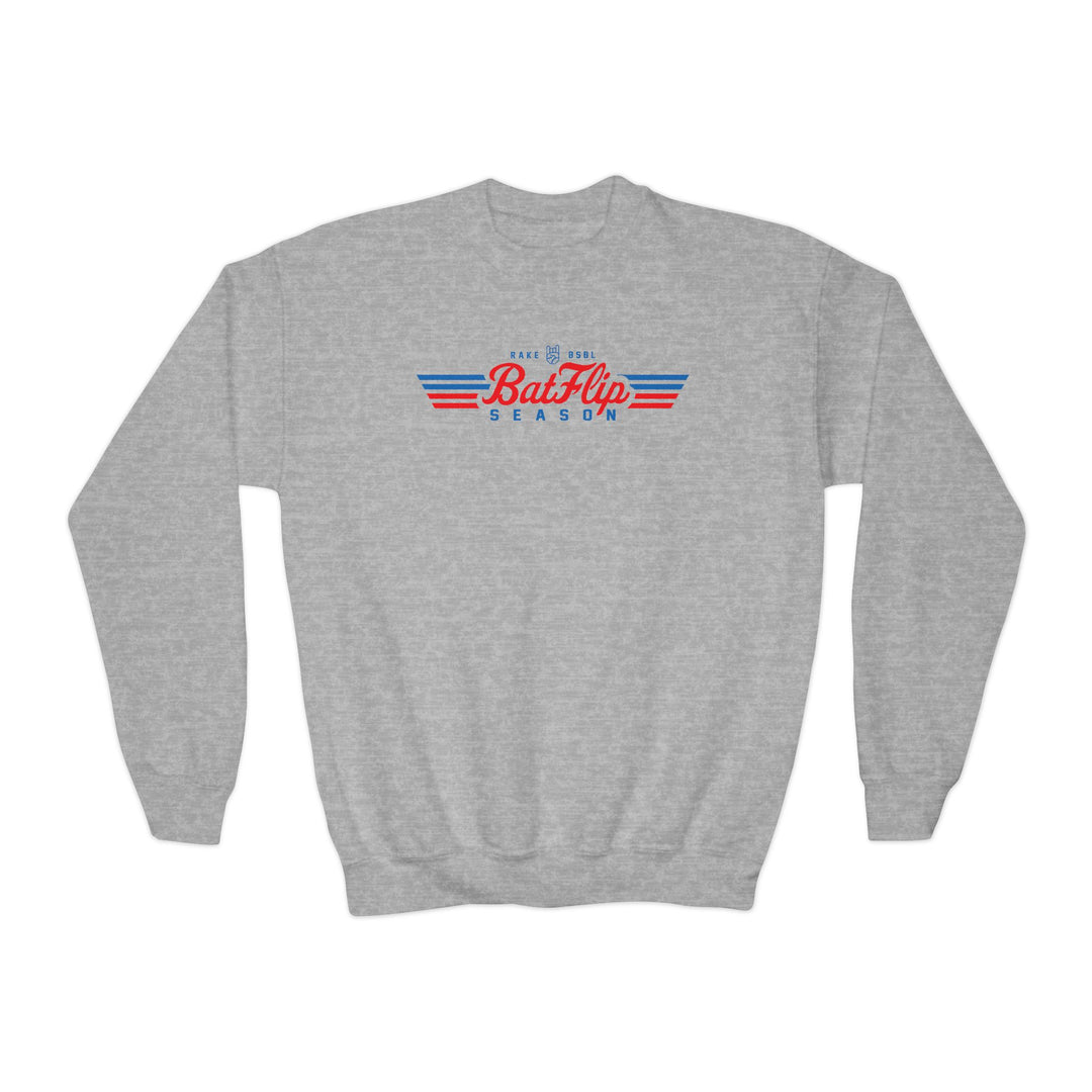 Kids Bat flip Season Crewneck Sweatshirt