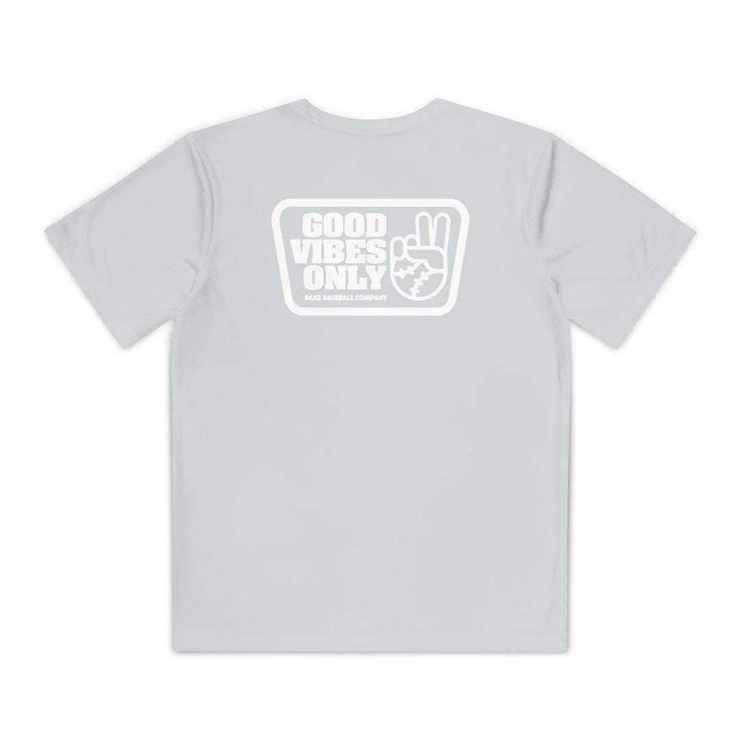 Kids Good Vibes Only Box Dry Fit Tee - Rake Baseball Company - RAKE BASEBALL | BASEBALL T-SHIRT | BASEBALL CLOTHING | GOOD VIBES ONLY