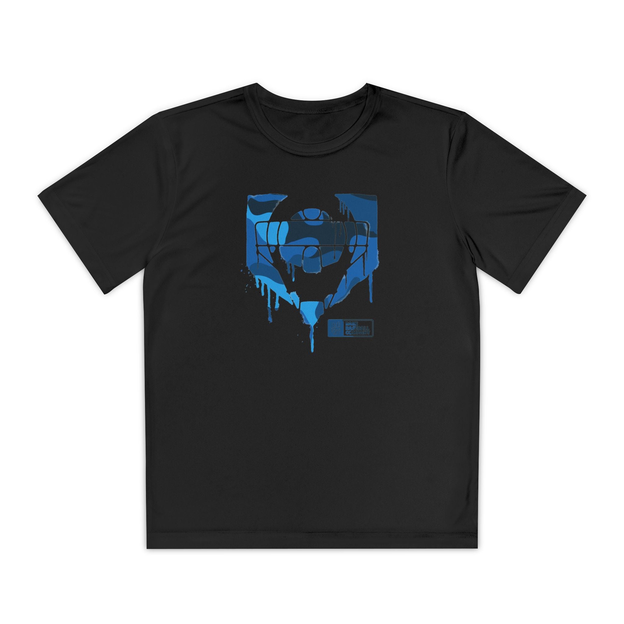 Kids Catcher's Drip Blue Camo Dry Fit Tee - Rake Baseball Company - RAKE BASEBALL | BASEBALL T-SHIRT | BASEBALL CLOTHING | GOOD VIBES ONLY