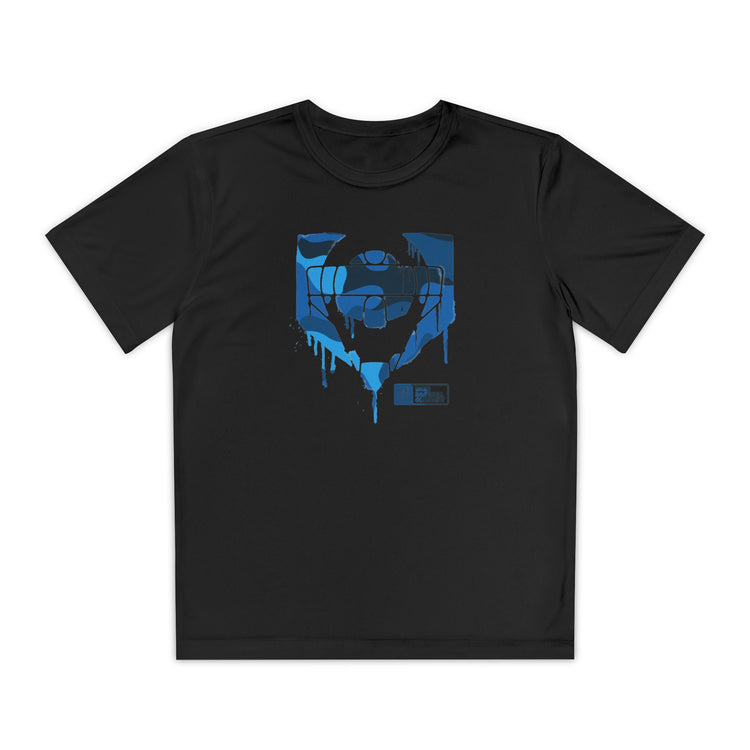Kids Catcher's Drip Blue Camo Dry Fit Tee - Rake Baseball Company - RAKE BASEBALL | BASEBALL T-SHIRT | BASEBALL CLOTHING | GOOD VIBES ONLY