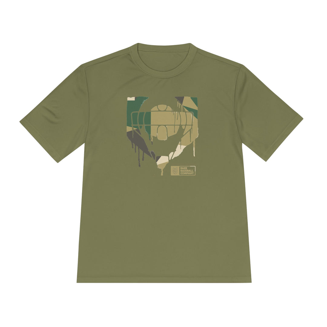 Catcher's Camo Drip Dry Fit Tee - Rake Baseball Company - RAKE BASEBALL | BASEBALL T-SHIRT | BASEBALL CLOTHING | GOOD VIBES ONLY