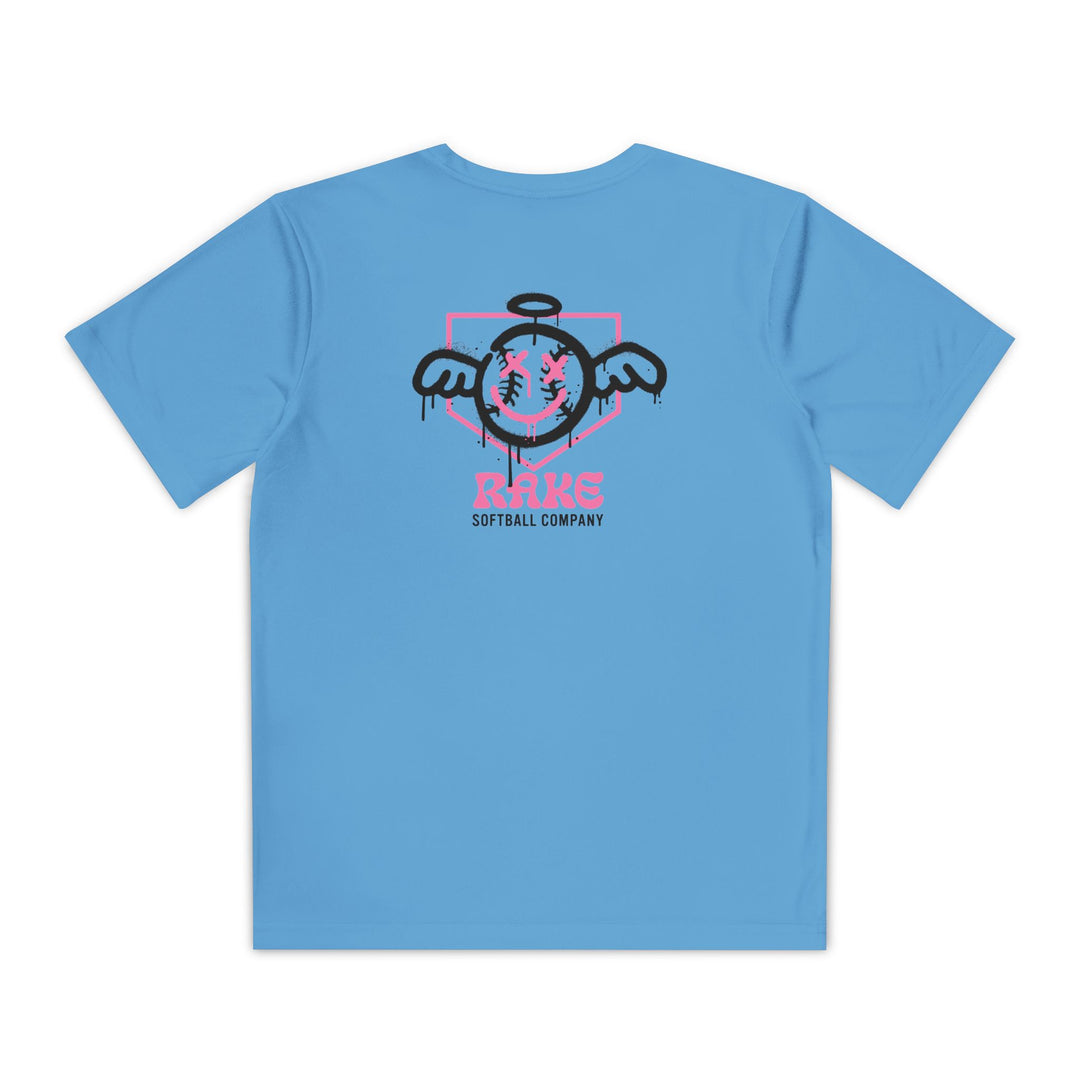 Kids She Angel Drip Softball Dry Fit Tee - Rake Baseball Company - RAKE BASEBALL | BASEBALL T-SHIRT | BASEBALL CLOTHING | GOOD VIBES ONLY