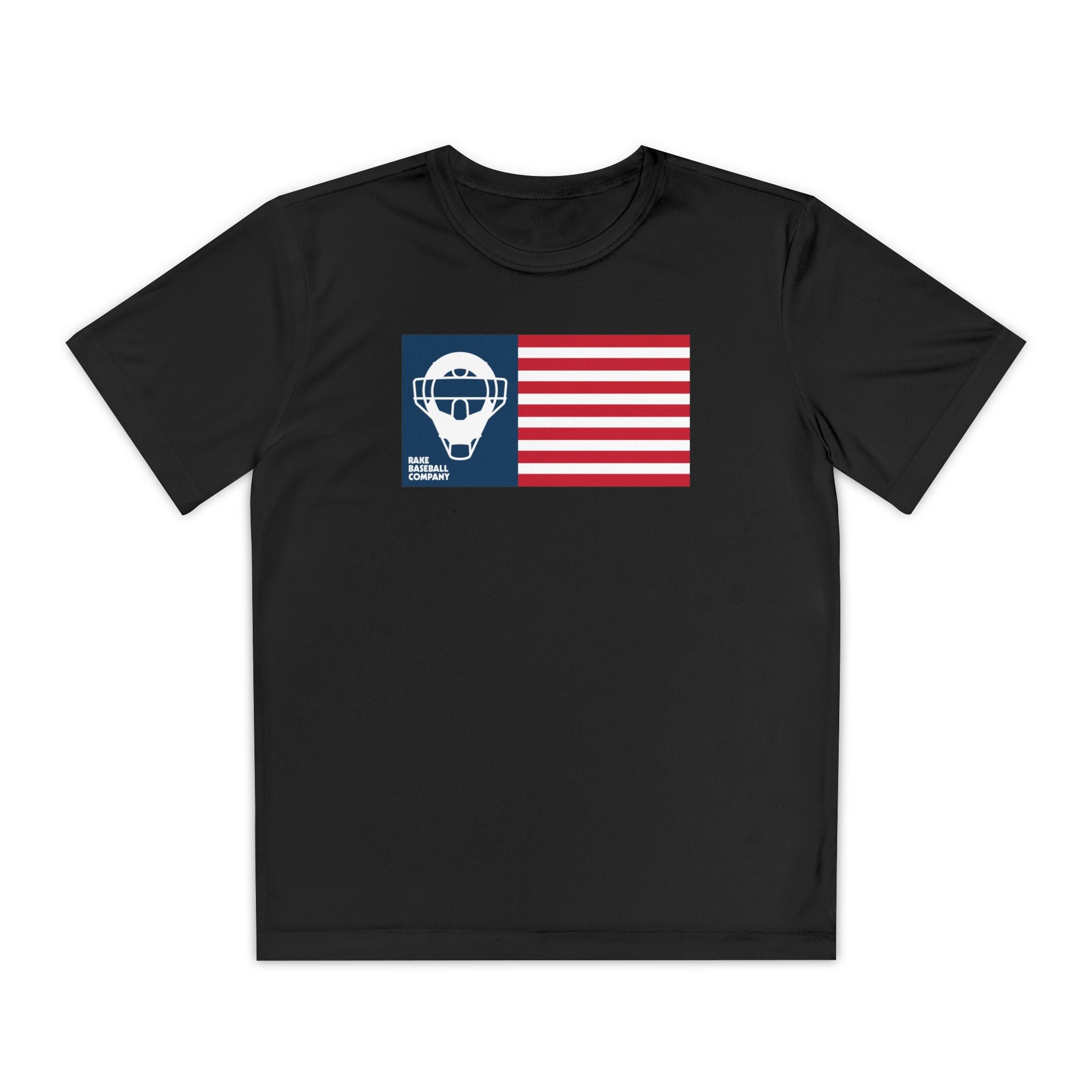 Kids Catcher's Mask Flag Dry Fit Tee - Rake Baseball Company - RAKE BASEBALL | BASEBALL T-SHIRT | BASEBALL CLOTHING | GOOD VIBES ONLY
