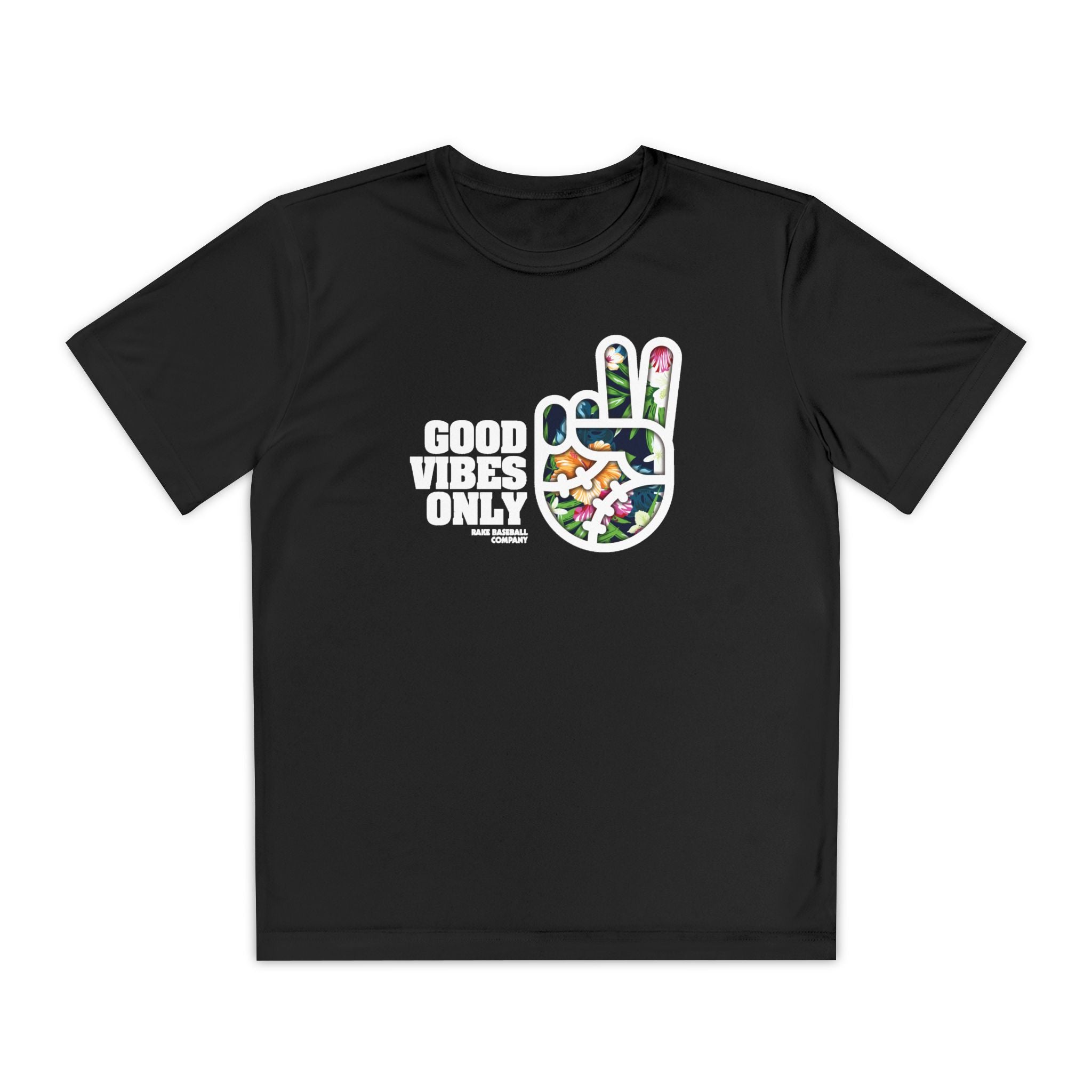 Kids GVO Floral Edition Dry Fit Tee - Rake Baseball Company - RAKE BASEBALL | BASEBALL T-SHIRT | BASEBALL CLOTHING | GOOD VIBES ONLY