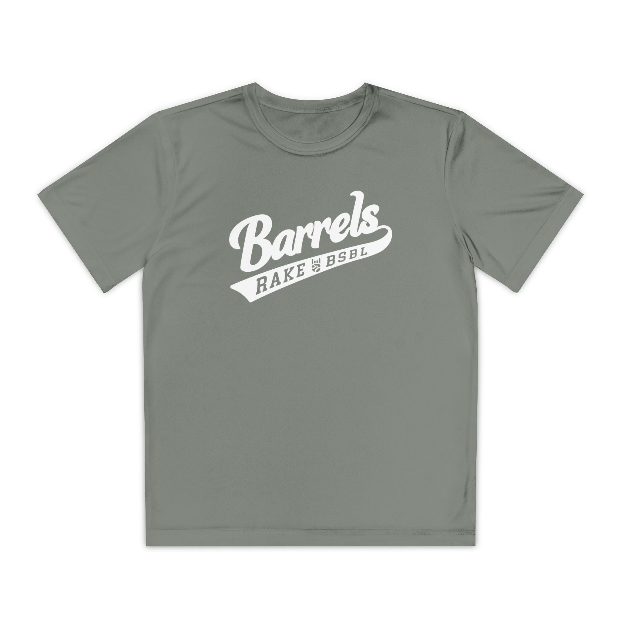 Kids Barrels Dry Fit Tee - Rake Baseball Company - RAKE BASEBALL | BASEBALL T-SHIRT | BASEBALL CLOTHING | GOOD VIBES ONLY