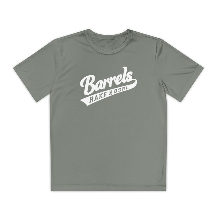 Kids Barrels Dry Fit Tee - Rake Baseball Company - RAKE BASEBALL | BASEBALL T-SHIRT | BASEBALL CLOTHING | GOOD VIBES ONLY