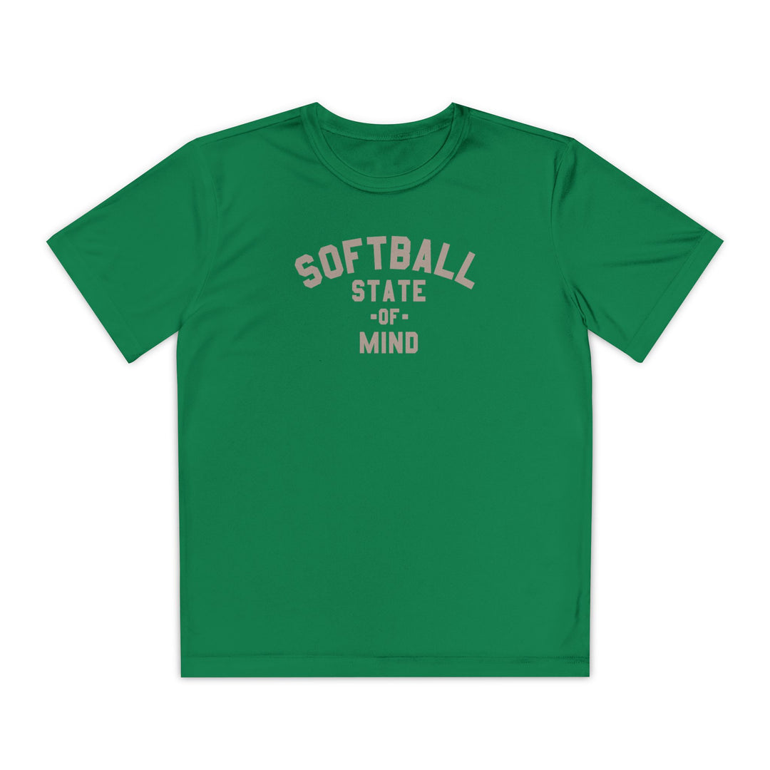 Kids Softball State Of Mind Dry Fit Tee - Rake Baseball Company - RAKE BASEBALL | BASEBALL T-SHIRT | BASEBALL CLOTHING | GOOD VIBES ONLY