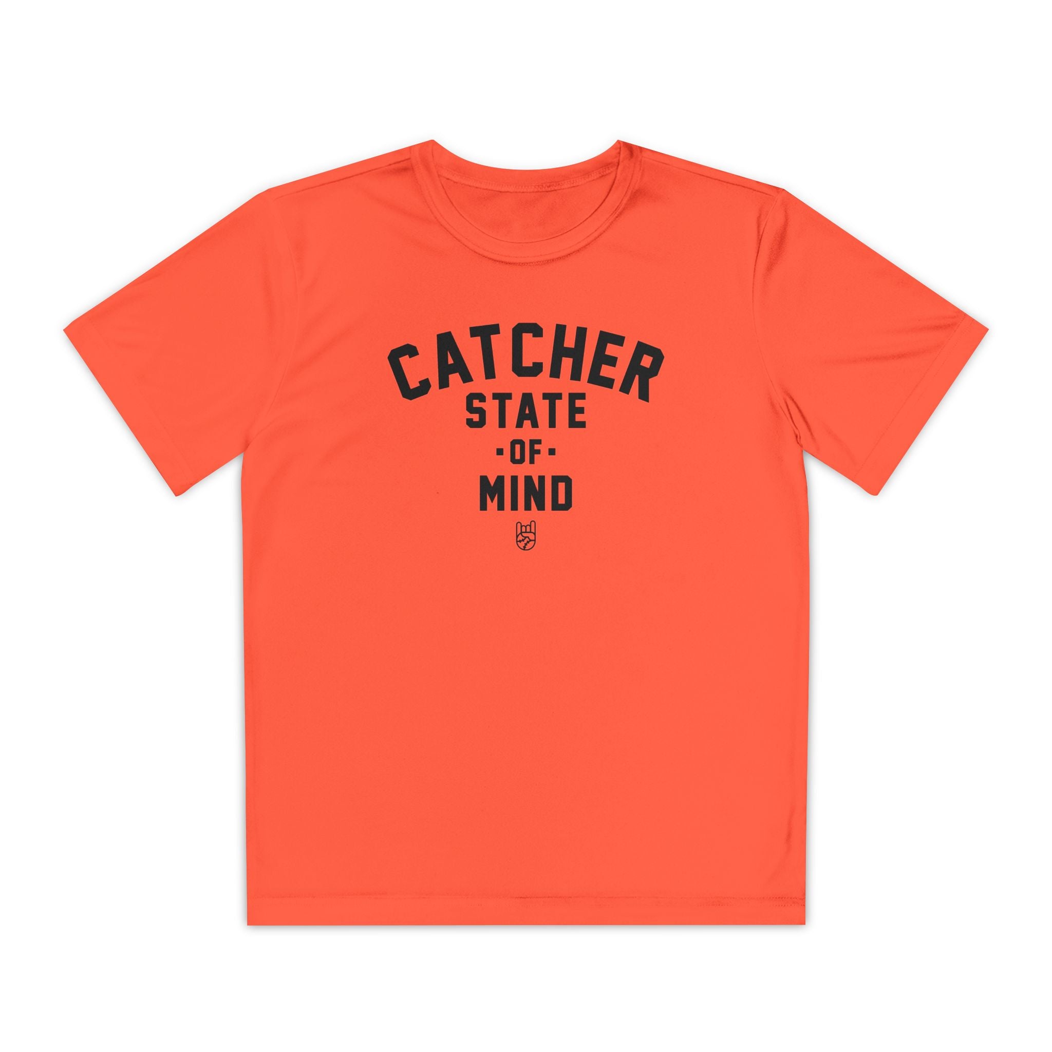 Kids Catcher State Of Mind Dry Fit Tee - Rake Baseball Company - RAKE BASEBALL | BASEBALL T-SHIRT | BASEBALL CLOTHING | GOOD VIBES ONLY