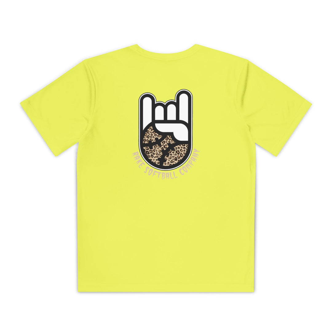Kids Rake Cheetah Softball Company Dry Fit Tee - Rake Baseball Company - RAKE BASEBALL | BASEBALL T-SHIRT | BASEBALL CLOTHING | GOOD VIBES ONLY