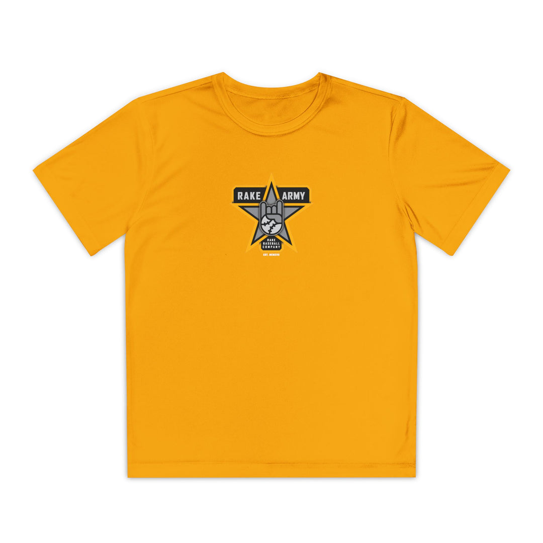 Kids Rake Army Dry Fit Tee - Rake Baseball Company - RAKE BASEBALL | BASEBALL T-SHIRT | BASEBALL CLOTHING | GOOD VIBES ONLY