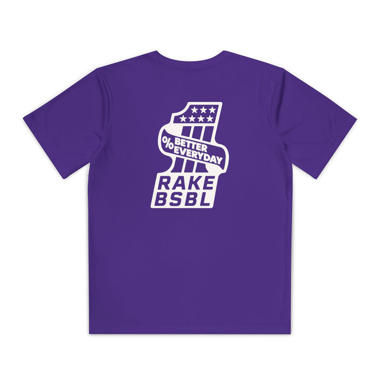 Kids One Percent Better Dry Fit Tee - Rake Baseball Company - RAKE BASEBALL | BASEBALL T-SHIRT | BASEBALL CLOTHING | GOOD VIBES ONLY