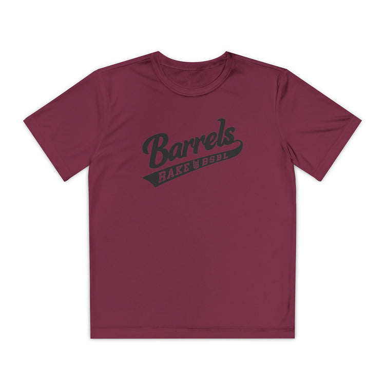Kids Barrels Dry Fit Tee - Rake Baseball Company - RAKE BASEBALL | BASEBALL T-SHIRT | BASEBALL CLOTHING | GOOD VIBES ONLY