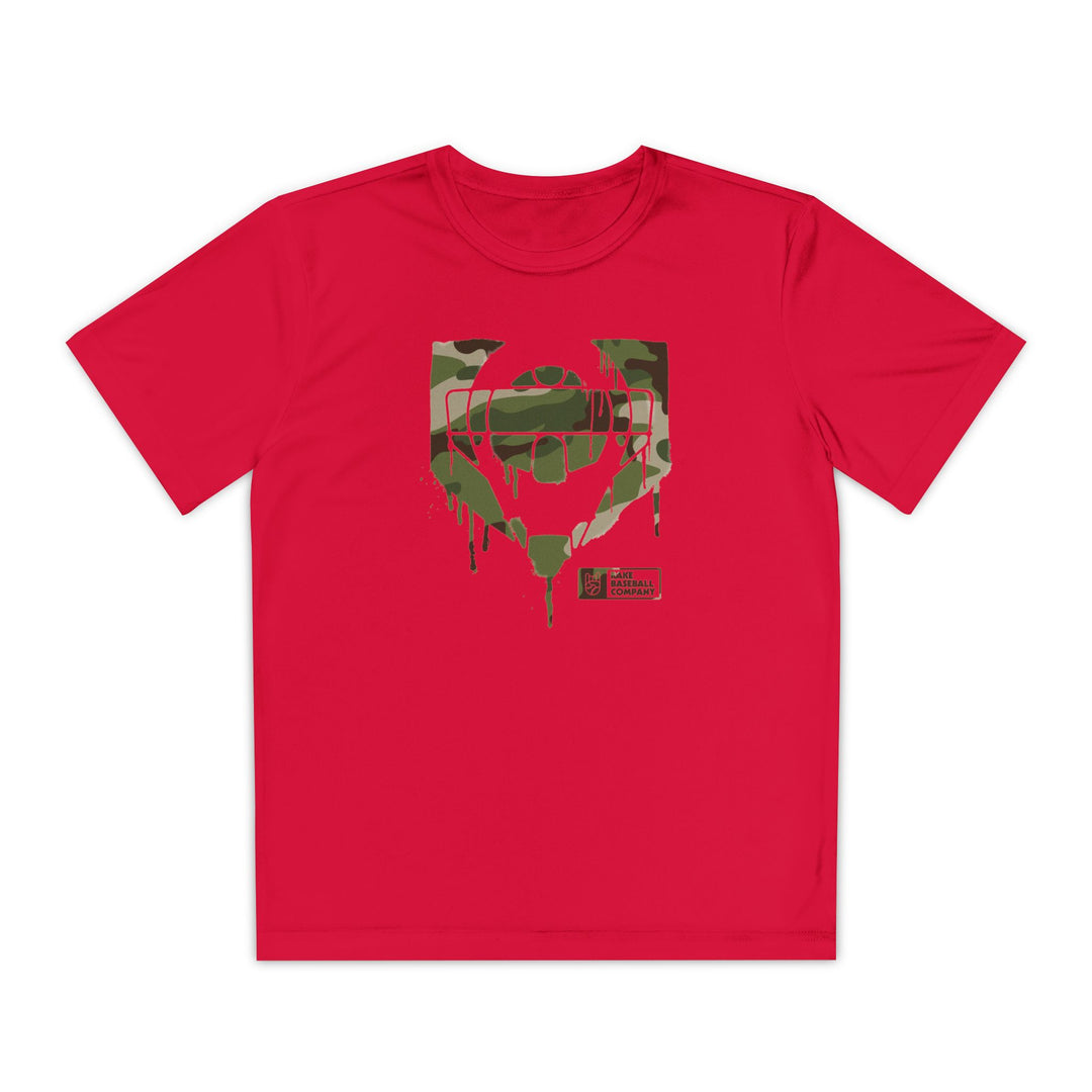 Kids Catcher's Drip Camo Dry Fit Tee - Rake Baseball Company - RAKE BASEBALL | BASEBALL T-SHIRT | BASEBALL CLOTHING | GOOD VIBES ONLY
