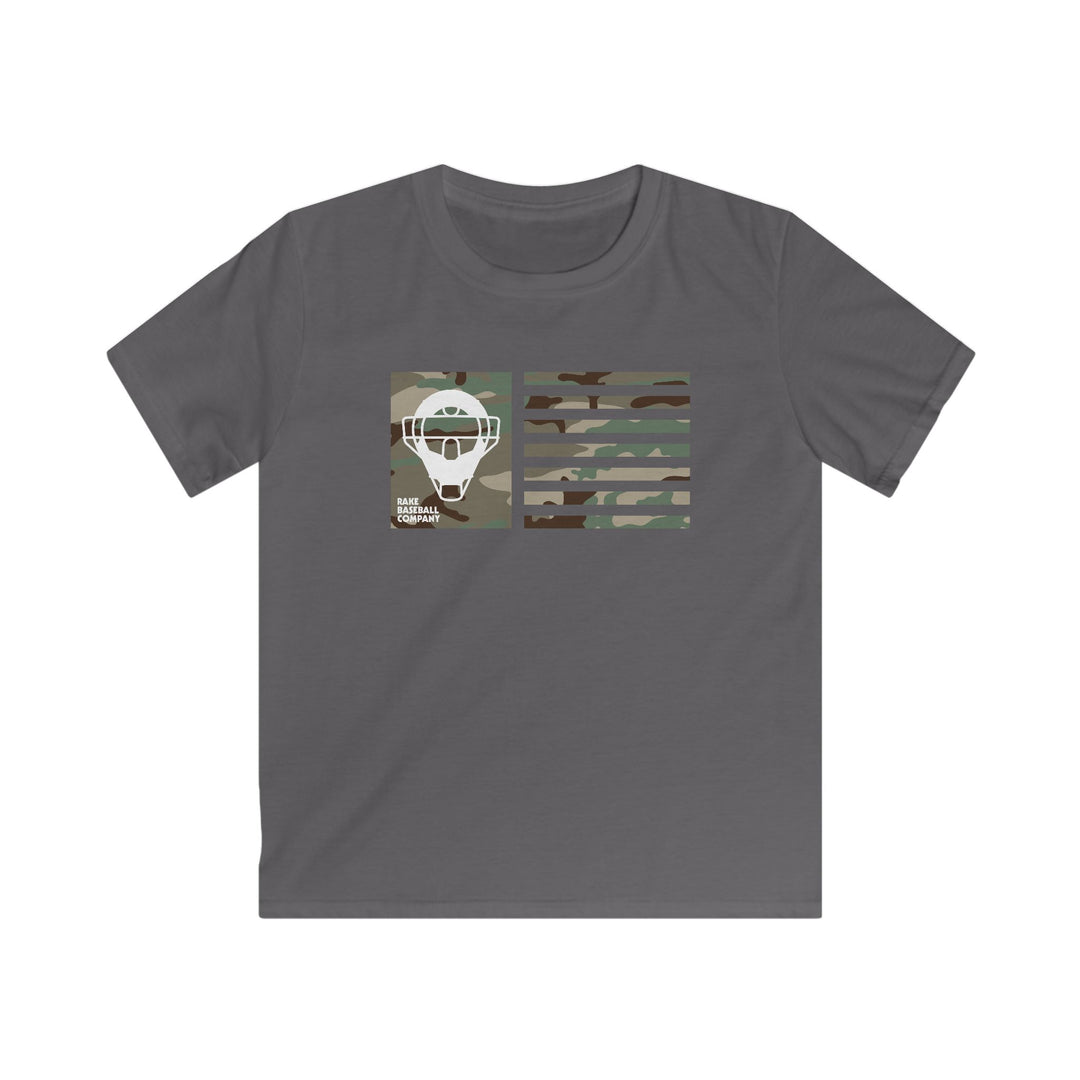 Kids Camo Catcher's Mask Flag Tee