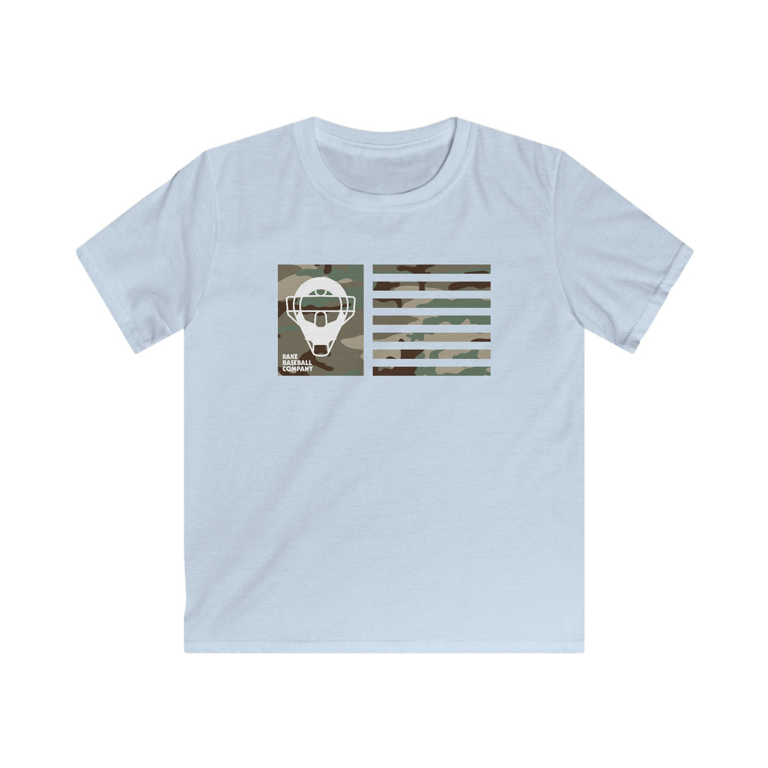 Kids Camo Catcher's Mask Flag Tee