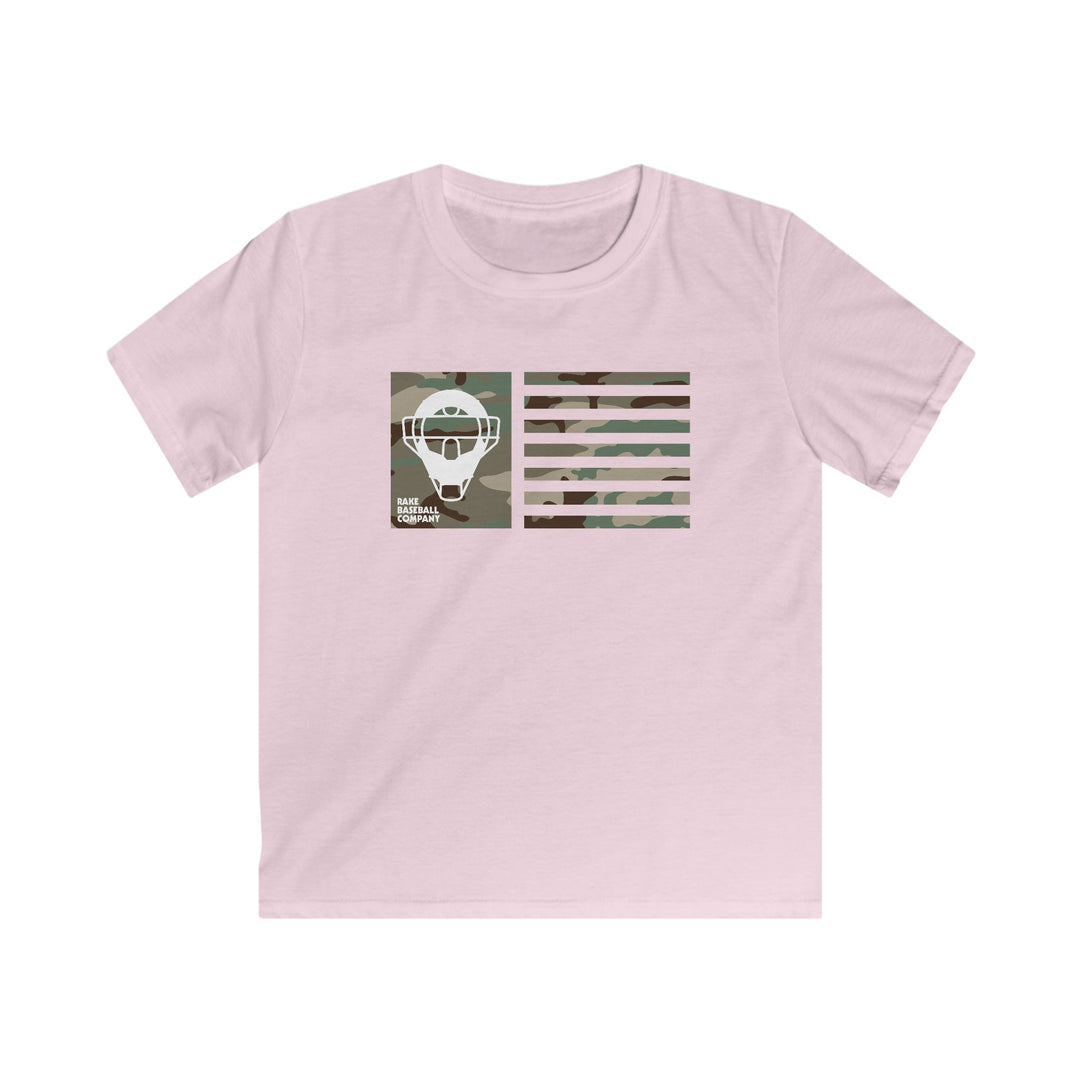 Kids Camo Catcher's Mask Flag Tee