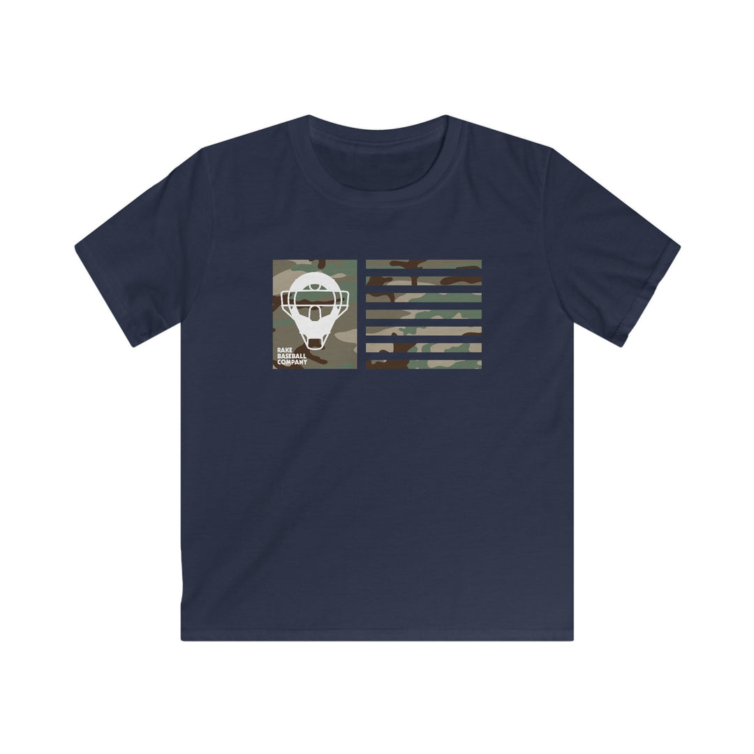 Kids Camo Catcher's Mask Flag Tee