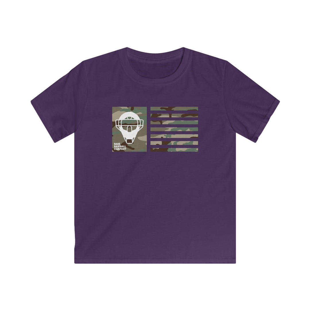 Kids Camo Catcher's Mask Flag Tee