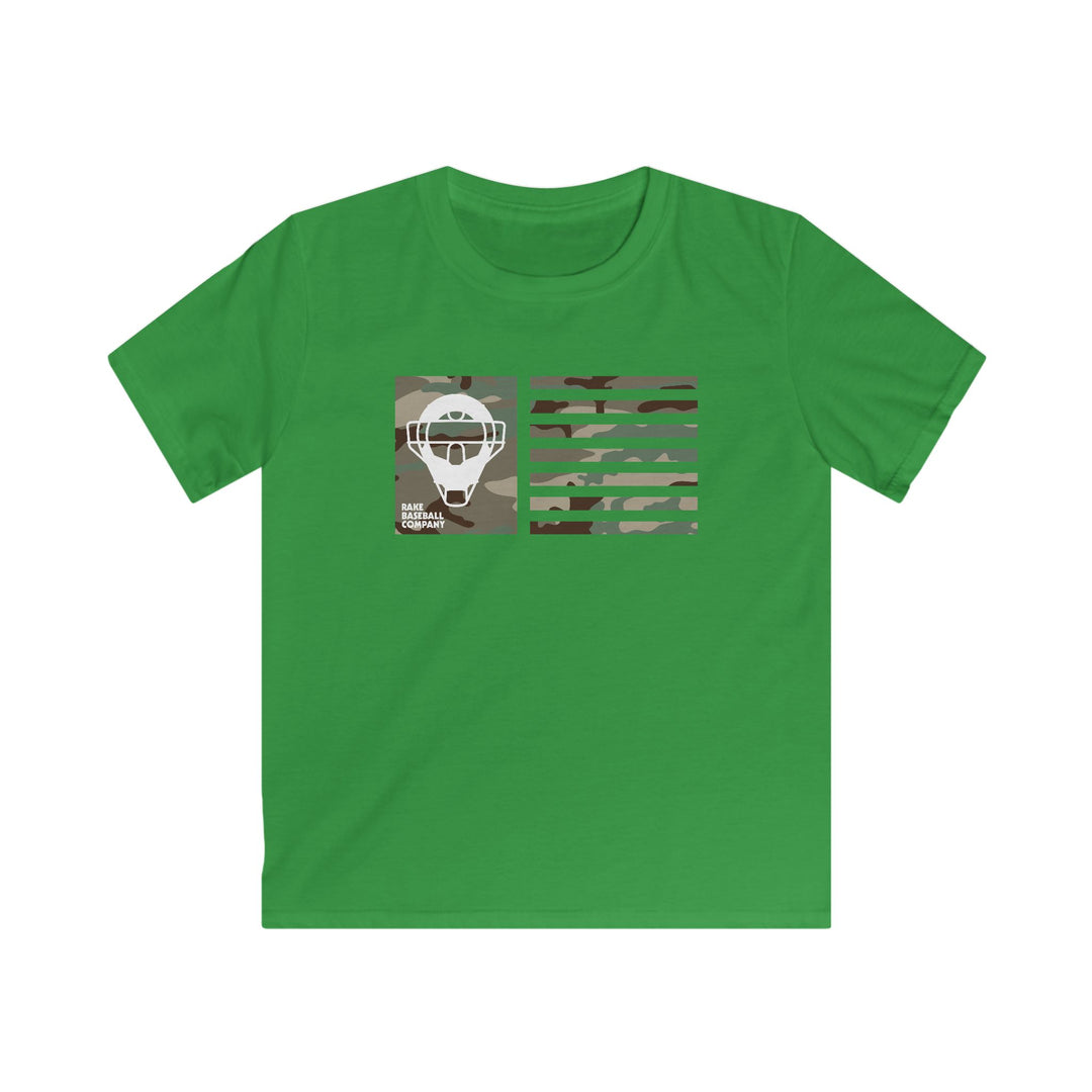 Kids Camo Catcher's Mask Flag Tee