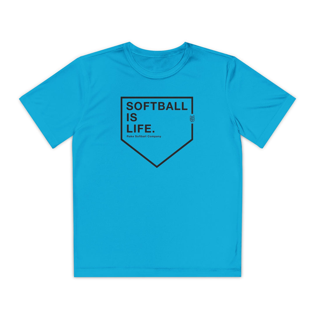 Kids Softball Is Life Dry Fit Tee - Rake Baseball Company - RAKE BASEBALL | BASEBALL T-SHIRT | BASEBALL CLOTHING | GOOD VIBES ONLY