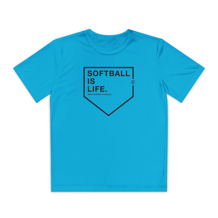 Kids Softball Is Life Dry Fit Tee - Rake Baseball Company - RAKE BASEBALL | BASEBALL T-SHIRT | BASEBALL CLOTHING | GOOD VIBES ONLY