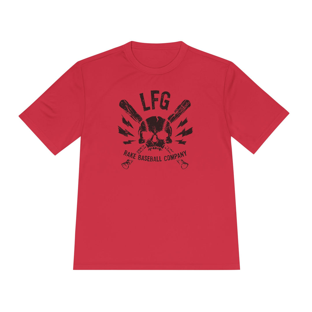 LFG Baseball Skull Dry Fit Tee - Rake Baseball Company - RAKE BASEBALL | BASEBALL T-SHIRT | BASEBALL CLOTHING | GOOD VIBES ONLY