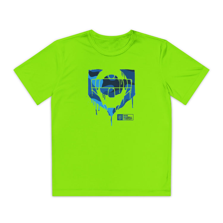 Kids Catcher's Drip Blue Camo Dry Fit Tee - Rake Baseball Company - RAKE BASEBALL | BASEBALL T-SHIRT | BASEBALL CLOTHING | GOOD VIBES ONLY
