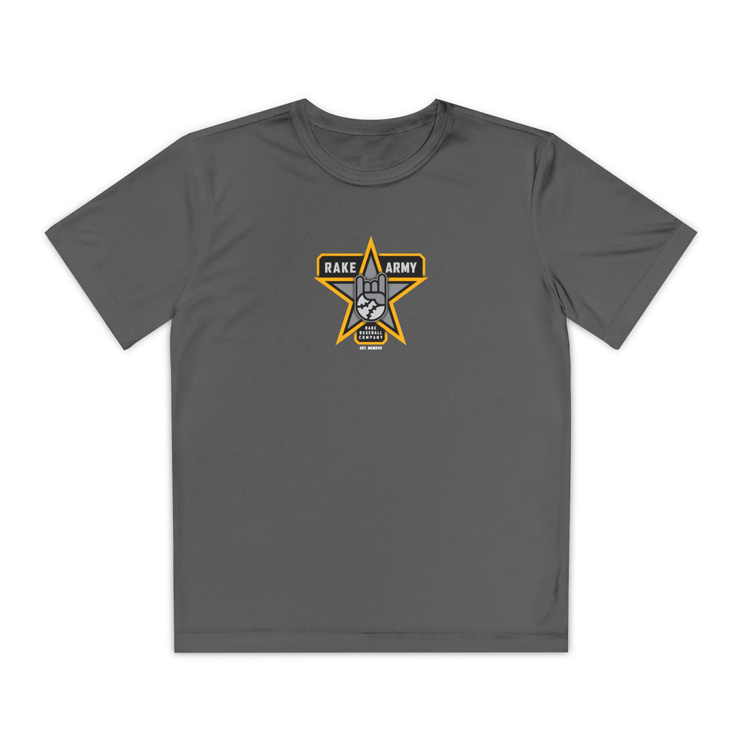 Kids Rake Army Dry Fit Tee - Rake Baseball Company - RAKE BASEBALL | BASEBALL T-SHIRT | BASEBALL CLOTHING | GOOD VIBES ONLY
