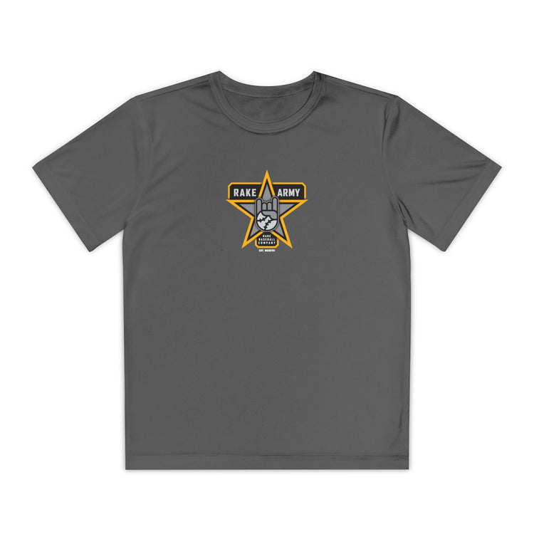Kids Rake Army Dry Fit Tee - Rake Baseball Company - RAKE BASEBALL | BASEBALL T-SHIRT | BASEBALL CLOTHING | GOOD VIBES ONLY