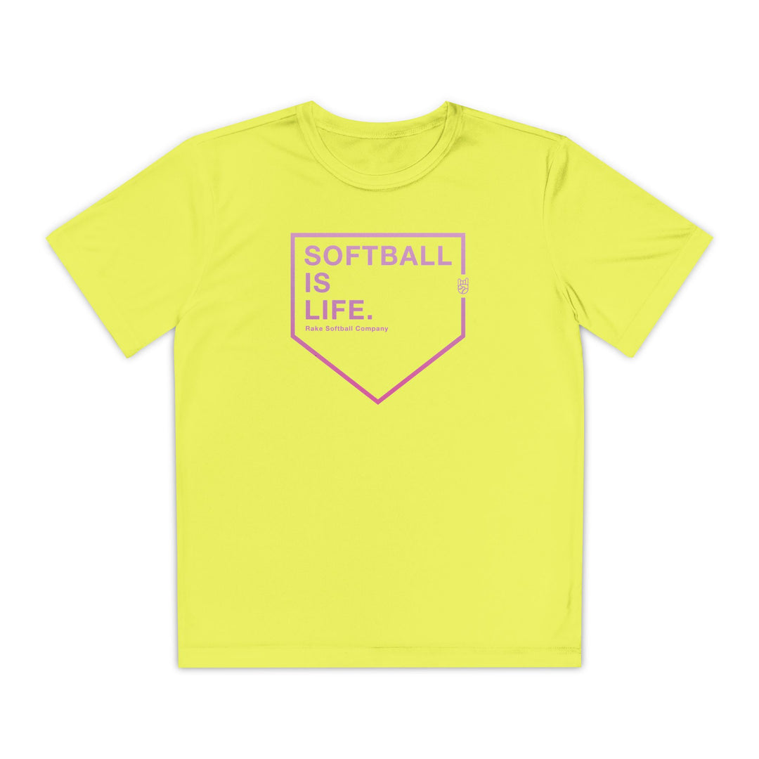 Kids Softball Is Life Dry Fit Tee - Rake Baseball Company - RAKE BASEBALL | BASEBALL T-SHIRT | BASEBALL CLOTHING | GOOD VIBES ONLY