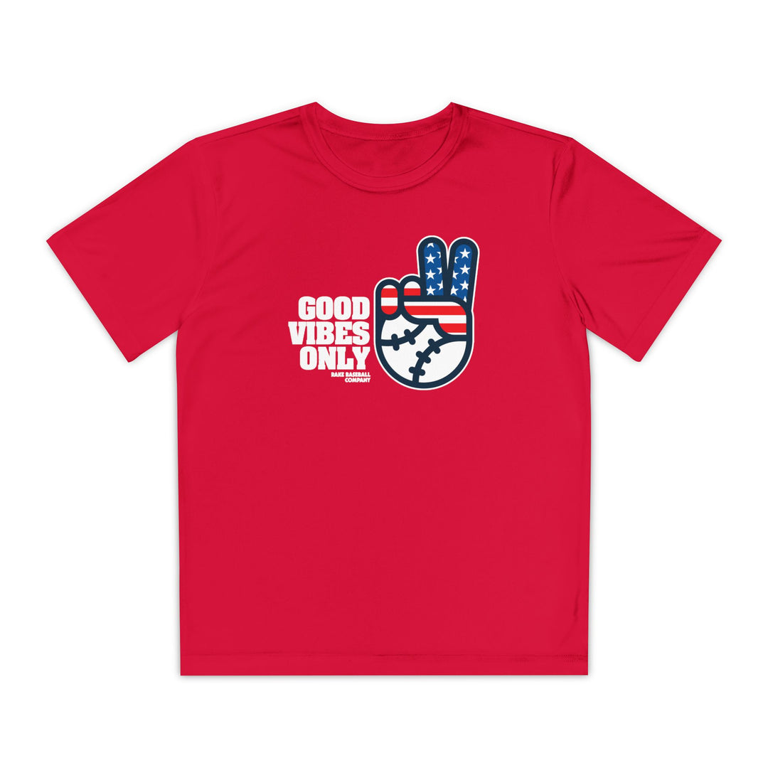 Kids GVO Stars and Stripes Edition Dry Fit Tee - Rake Baseball Company - RAKE BASEBALL | BASEBALL T-SHIRT | BASEBALL CLOTHING | GOOD VIBES ONLY