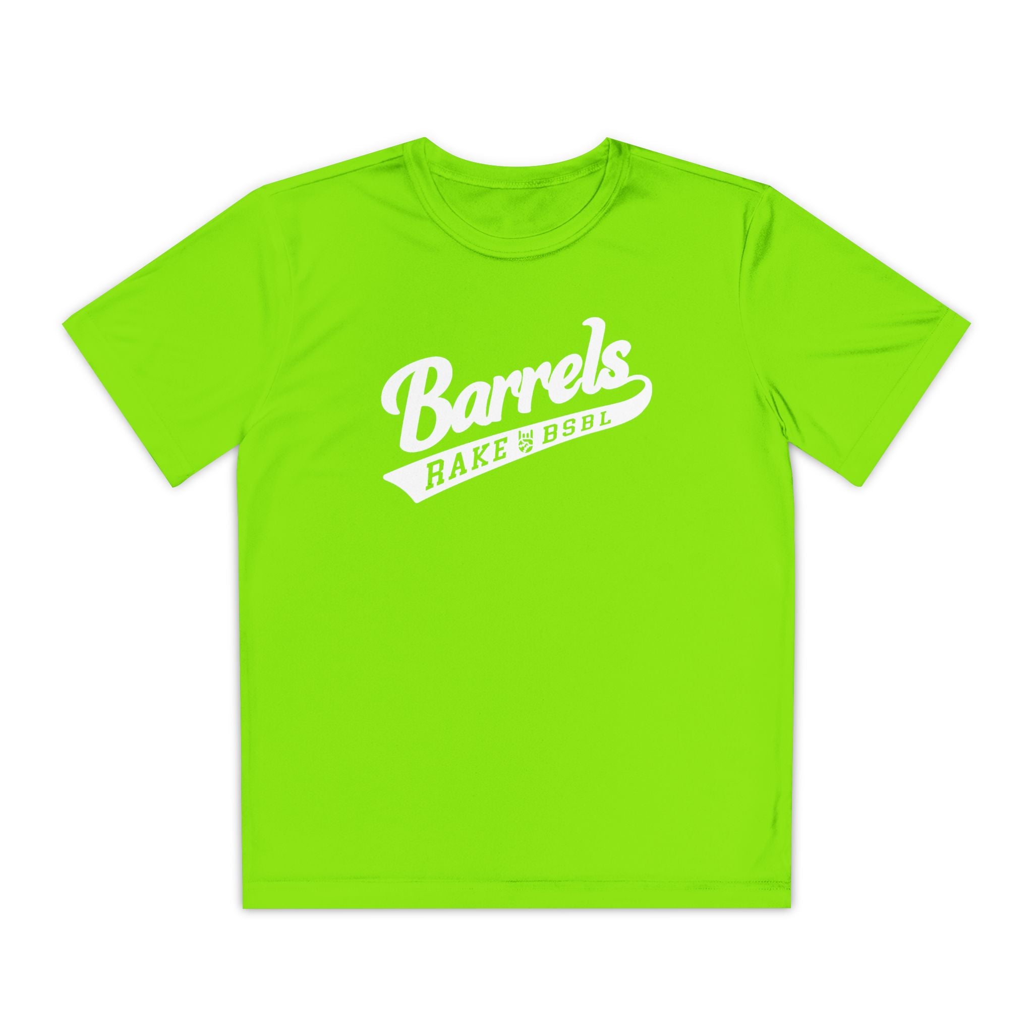 Kids Barrels Dry Fit Tee - Rake Baseball Company - RAKE BASEBALL | BASEBALL T-SHIRT | BASEBALL CLOTHING | GOOD VIBES ONLY