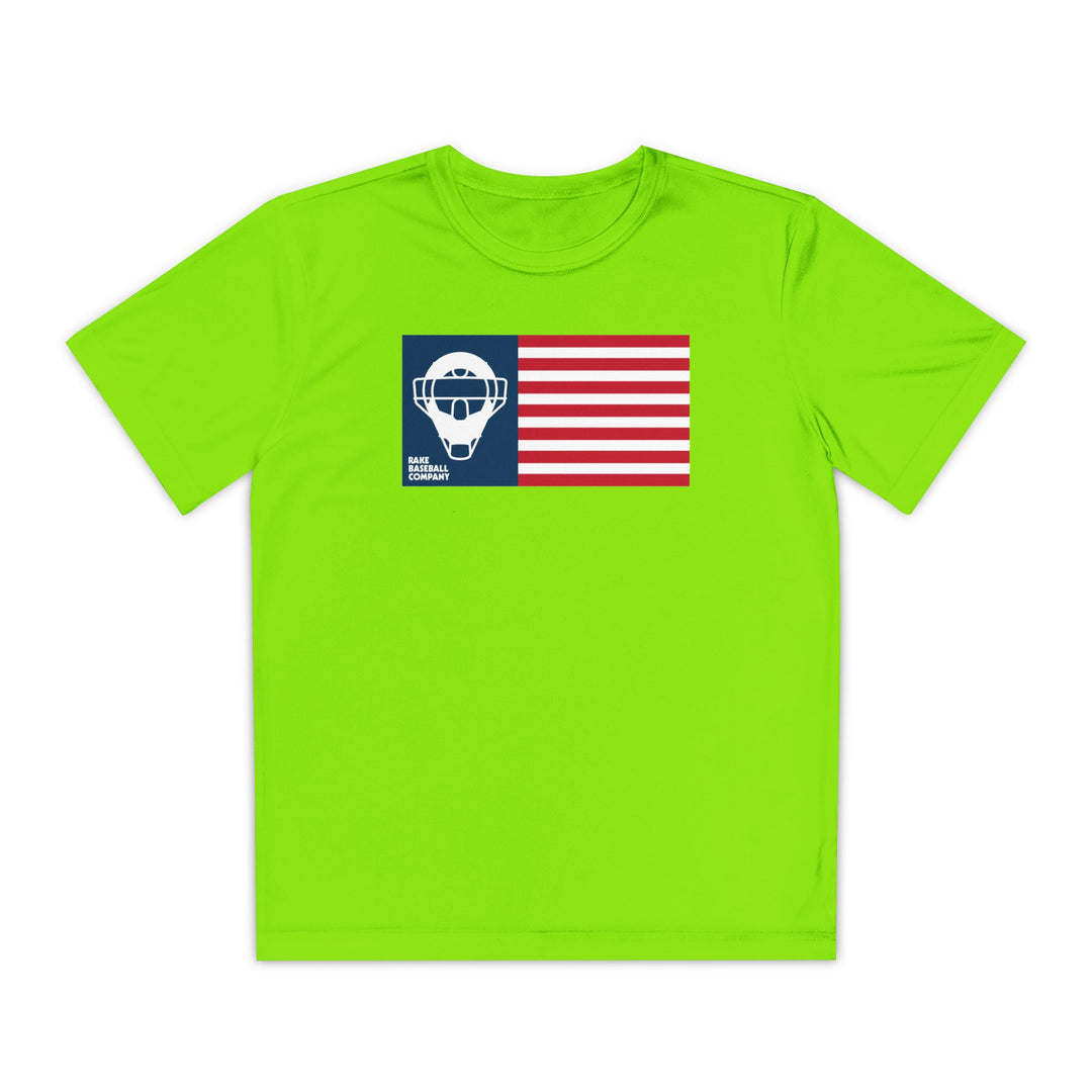Kids Catcher's Mask Flag Dry Fit Tee - Rake Baseball Company - RAKE BASEBALL | BASEBALL T-SHIRT | BASEBALL CLOTHING | GOOD VIBES ONLY