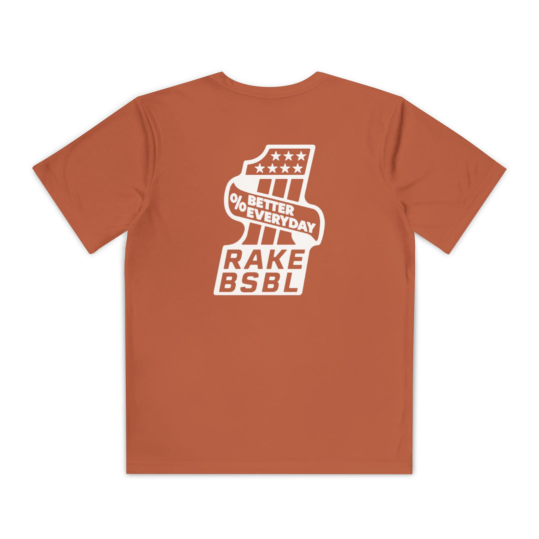 Kids One Percent Better Dry Fit Tee - Rake Baseball Company - RAKE BASEBALL | BASEBALL T-SHIRT | BASEBALL CLOTHING | GOOD VIBES ONLY