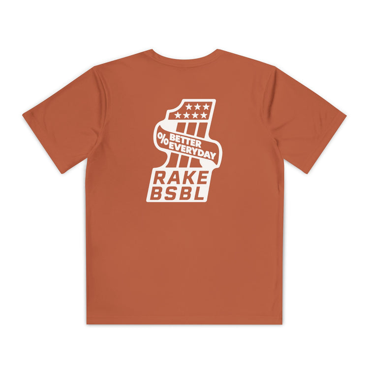 Kids One Percent Better Dry Fit Tee - Rake Baseball Company - RAKE BASEBALL | BASEBALL T-SHIRT | BASEBALL CLOTHING | GOOD VIBES ONLY