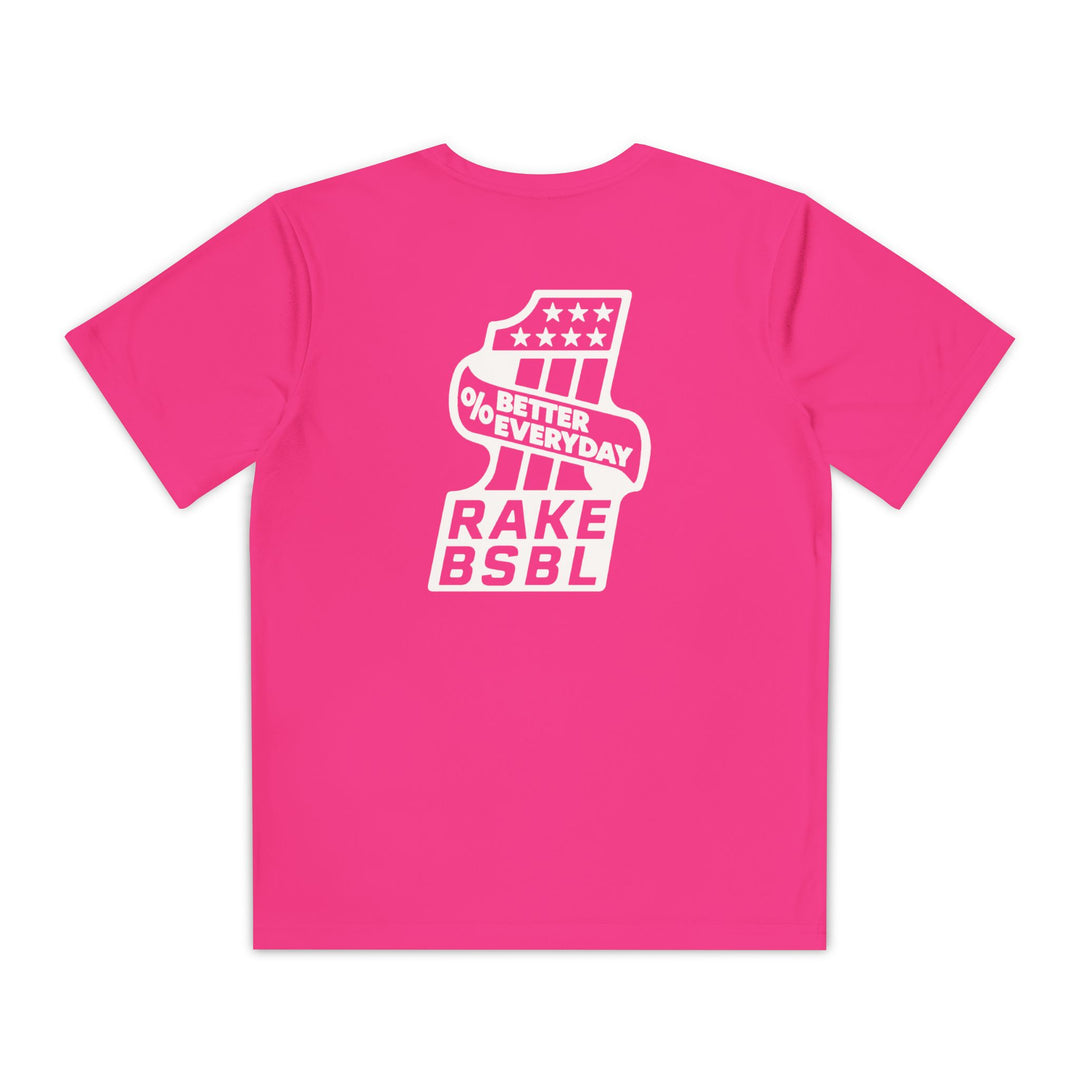 Kids One Percent Better Dry Fit Tee - Rake Baseball Company - RAKE BASEBALL | BASEBALL T-SHIRT | BASEBALL CLOTHING | GOOD VIBES ONLY