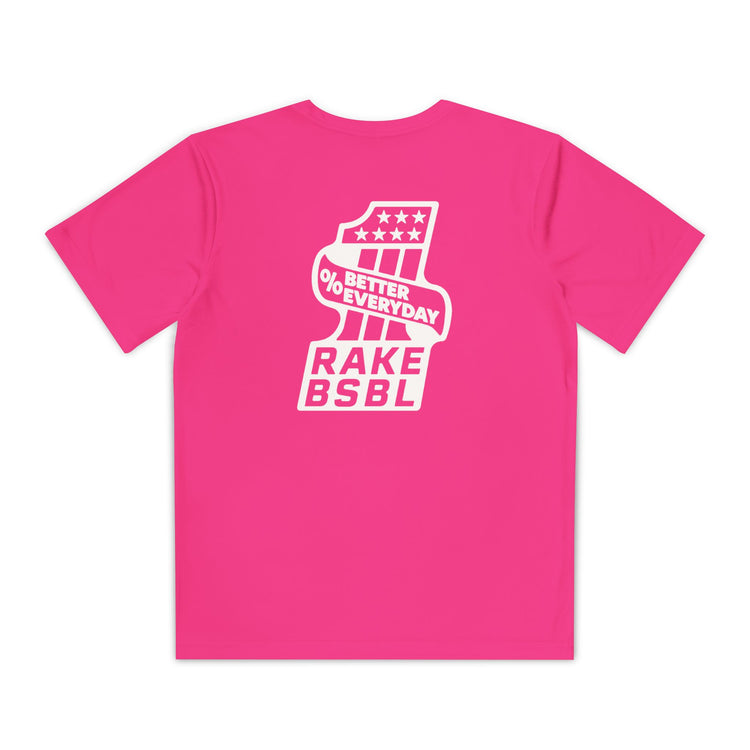 Kids One Percent Better Dry Fit Tee - Rake Baseball Company - RAKE BASEBALL | BASEBALL T-SHIRT | BASEBALL CLOTHING | GOOD VIBES ONLY