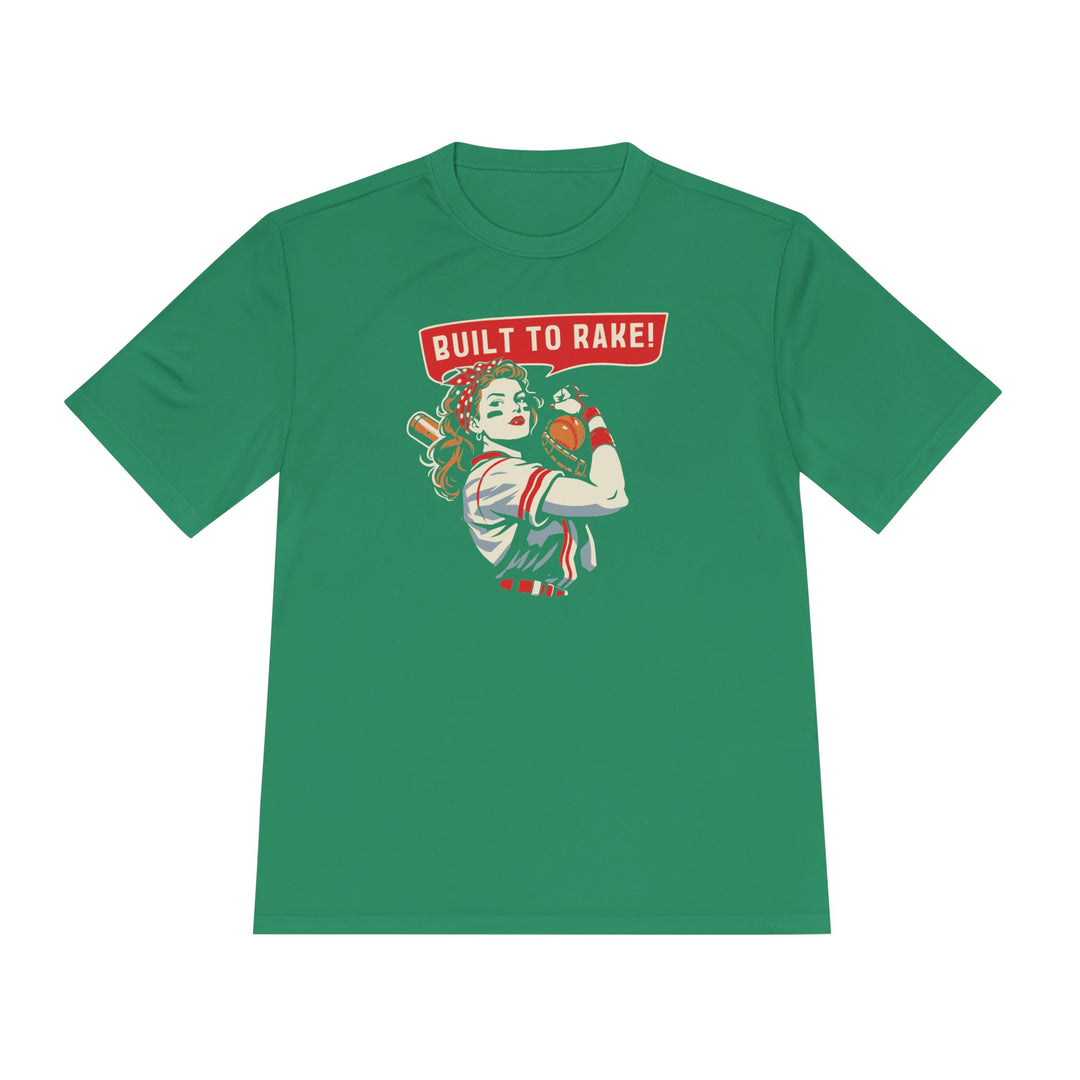 Built To Rake Softball Dry Fit Tee - Rake Baseball Company - RAKE BASEBALL | BASEBALL T-SHIRT | BASEBALL CLOTHING | GOOD VIBES ONLY